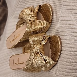 Gold ribbon sandals